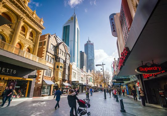 Una peatonal del centro de Perth
